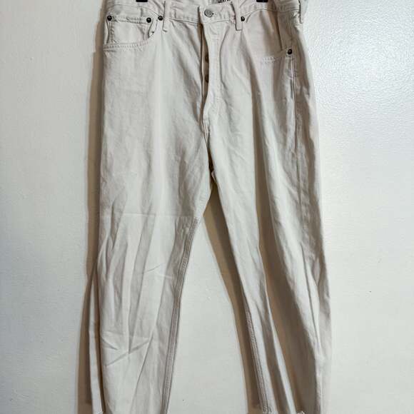 AGOLDE 90's Crop Mid Rise Straight Leg Jeans in off white size 31 - Picture 3 of 5